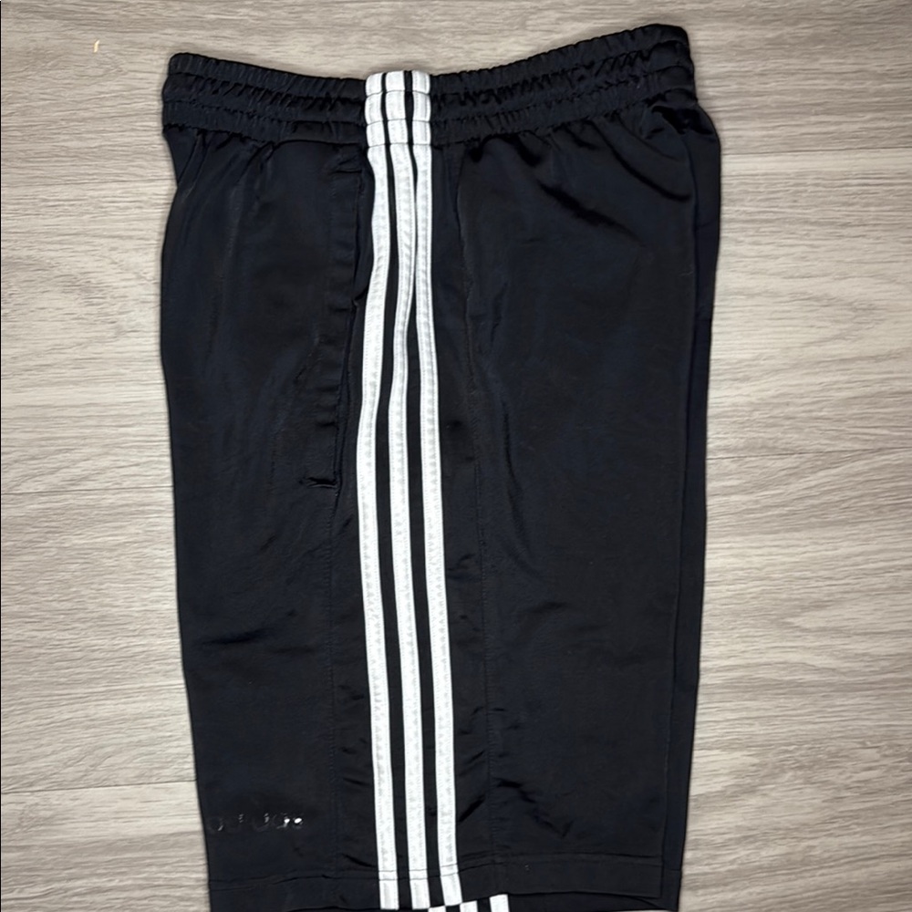 adidas Black Athletic Shorts with White Stripes